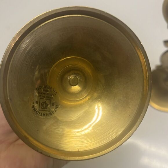 Set of International Silver Co Brass 8” Candlestick Sturdy Holders Joy - Picture 7 of 8